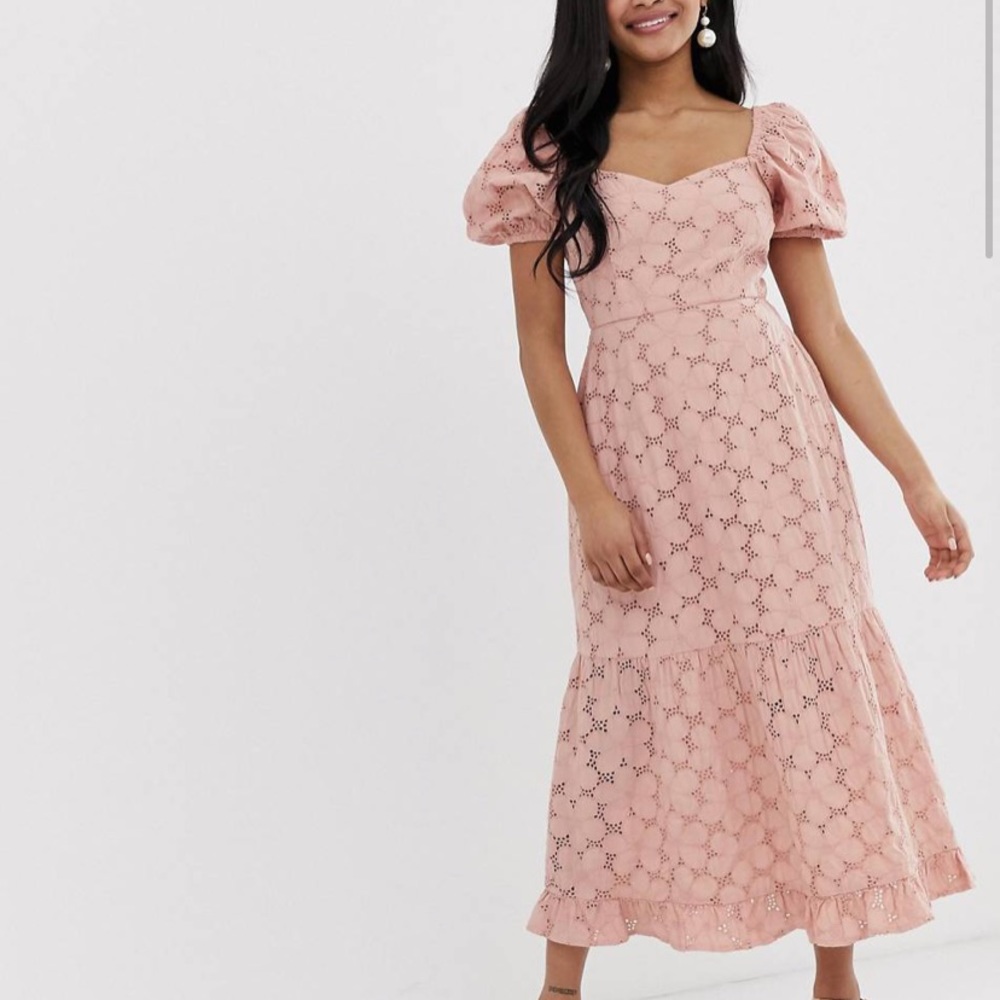 ASOS DESIGN broderie cottage core peasant maxi dress - Picture 3 of 12